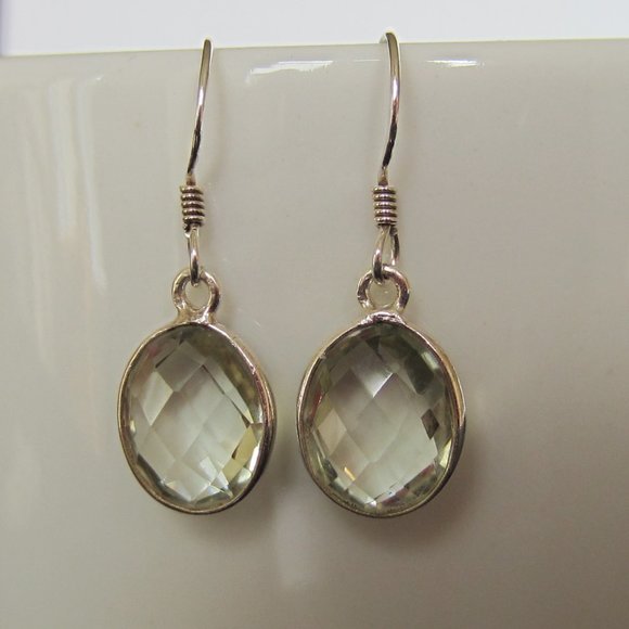 Green Amethyst and Sterling Silver Earrings - Picture 1 of 7